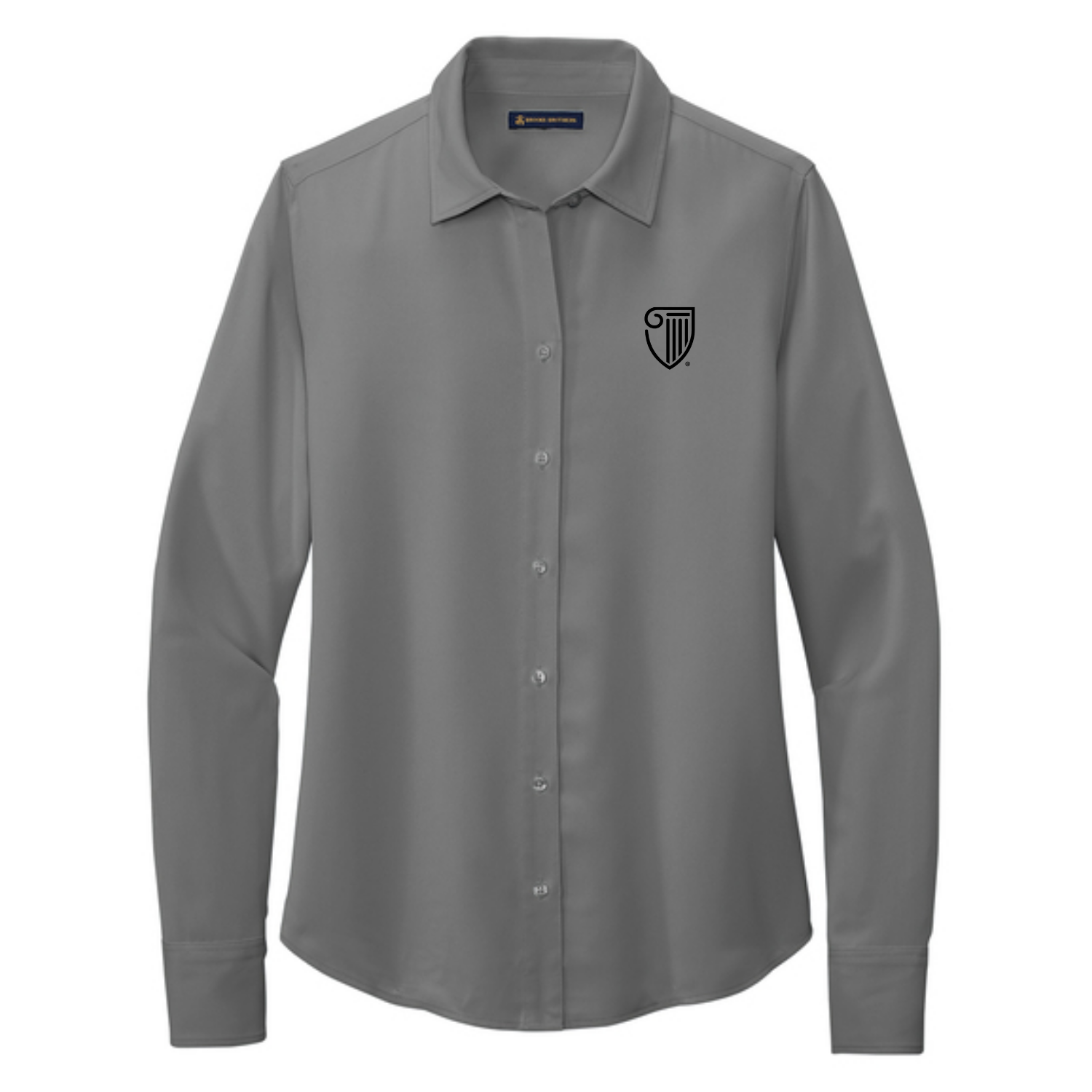 STRAYER Brooks Brothers® Women’s Full-Button Satin Blouse - Shadow Grey