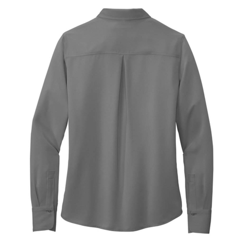 STRAYER Brooks Brothers® Women’s Full-Button Satin Blouse - Shadow Grey