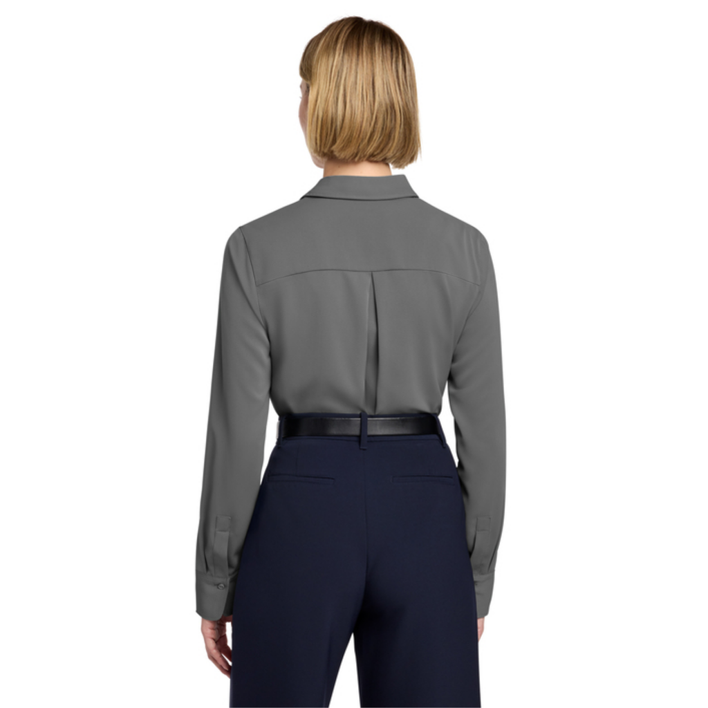 STRAYER Brooks Brothers® Women’s Full-Button Satin Blouse - Shadow Grey