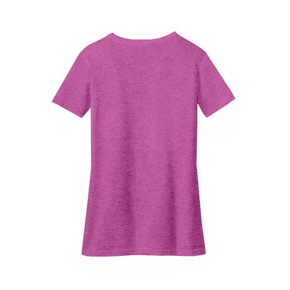 NEW STRAYER District ® Women’s Perfect Blend ® V-Neck Tee-Heathered Pink Raspberry