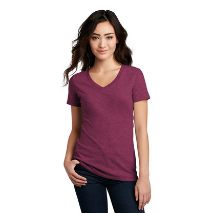 NEW STRAYER District ® Women’s Perfect Blend ® V-Neck Tee-Raspberry Fleck