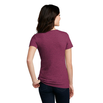 NEW STRAYER District ® Women’s Perfect Blend ® V-Neck Tee-Raspberry Fleck