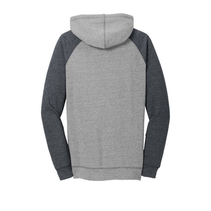 NEW STRAYER District ® Women’s Lightweight Fleece Raglan Hoodie-Heathered Grey/ Heathered Charcoal