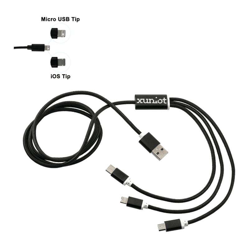NEW STRAYER Realm 3-in-1 Long Charging Cable - Black
