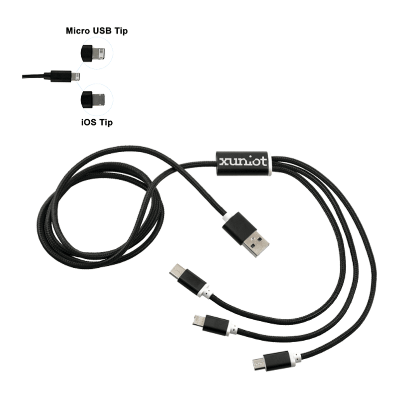 STRAYER Realm 3-in-1 Long Charging Cable - Black