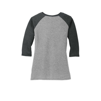 NEW STRAYER District ® Women’s Perfect Tri ® 3/4-Sleeve Raglan - Black Frost/ Grey Frost