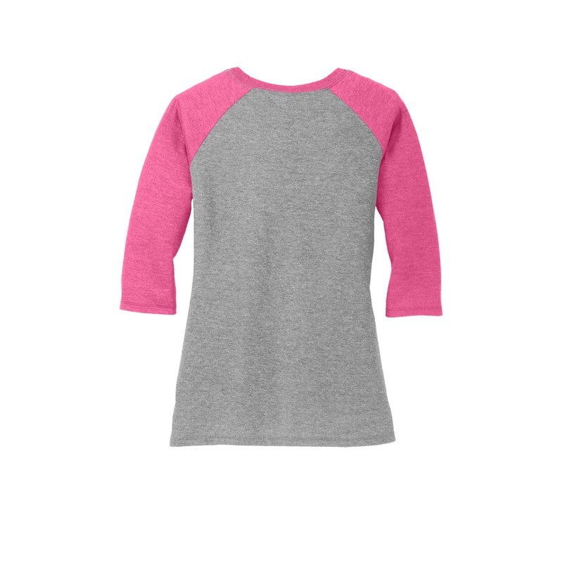 STRAYER District ® Women’s Perfect Tri ® 3/4-Sleeve Raglan - Fuchsia Frost/ Grey Frost