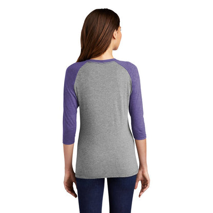 NEW STRAYER District ® Women’s Perfect Tri ® 3/4-Sleeve Raglan - Purple Frost/ Grey Frost