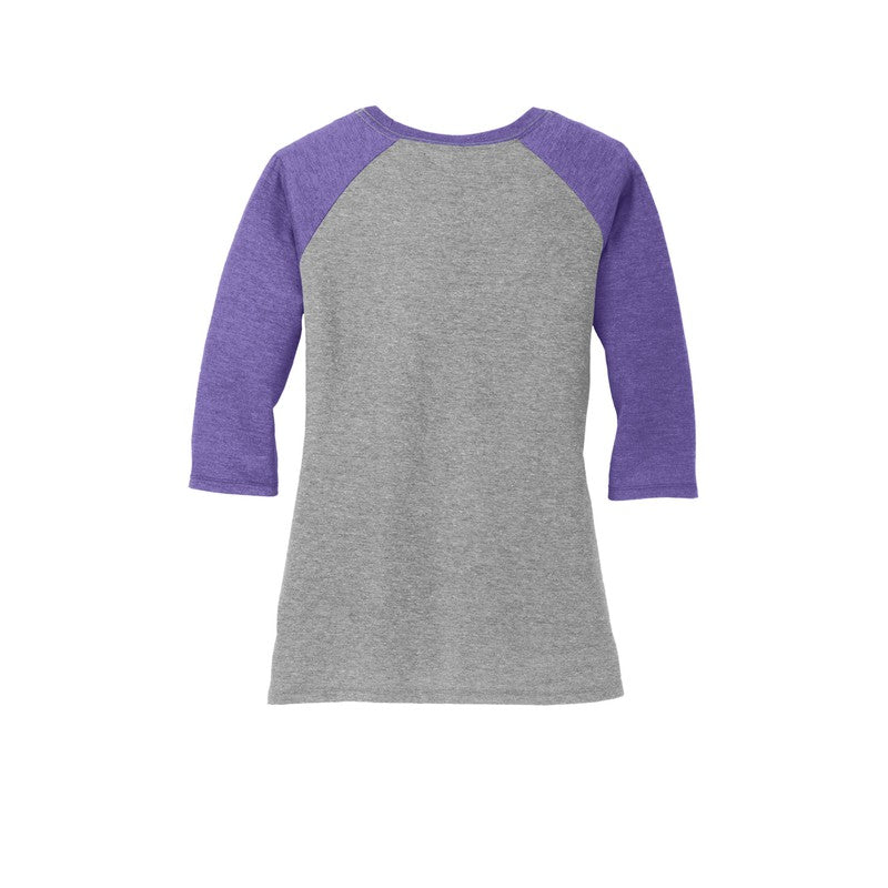 NEW STRAYER District ® Women’s Perfect Tri ® 3/4-Sleeve Raglan - Purple Frost/ Grey Frost