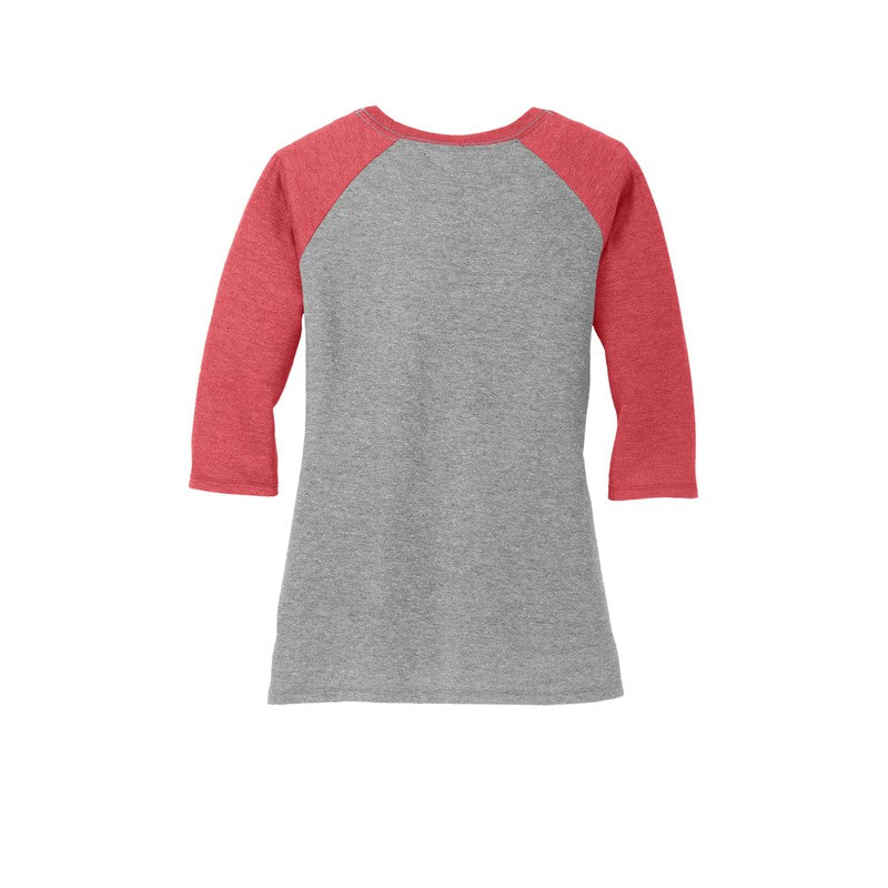 NEW STRAYER District ® Women’s Perfect Tri ® 3/4-Sleeve Raglan - Red Frost/ Grey Frost