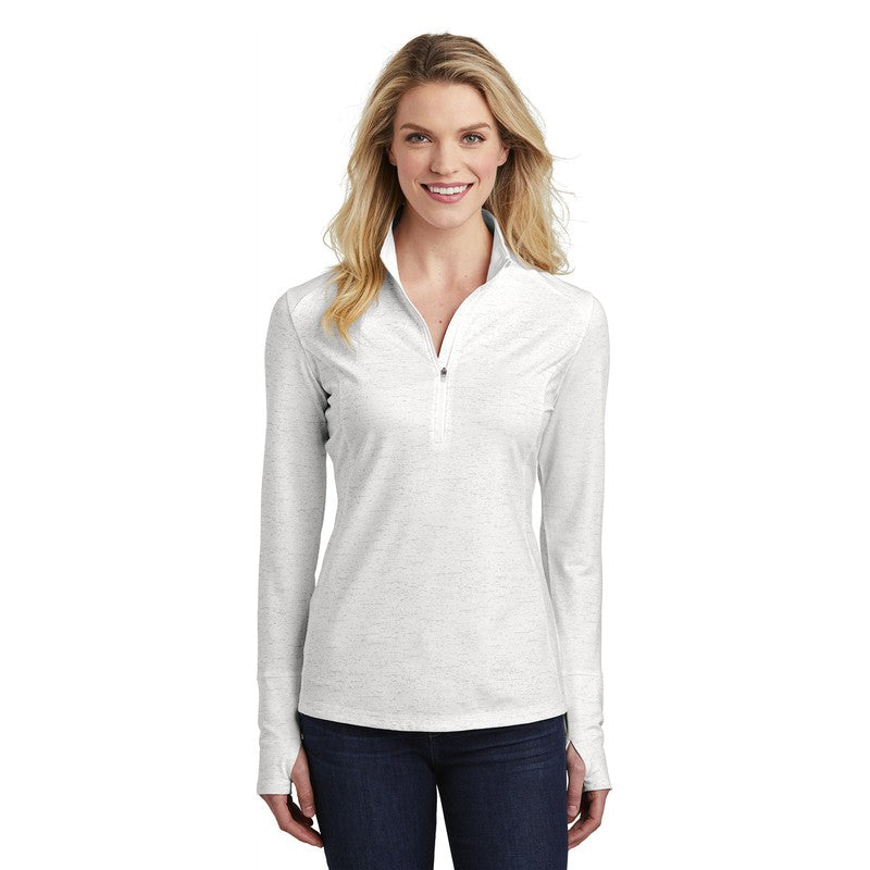 STRAYER Sport-Tek ® Ladies Sport-Wick ® Stretch Reflective Heather 1/2-Zip Pullover - White