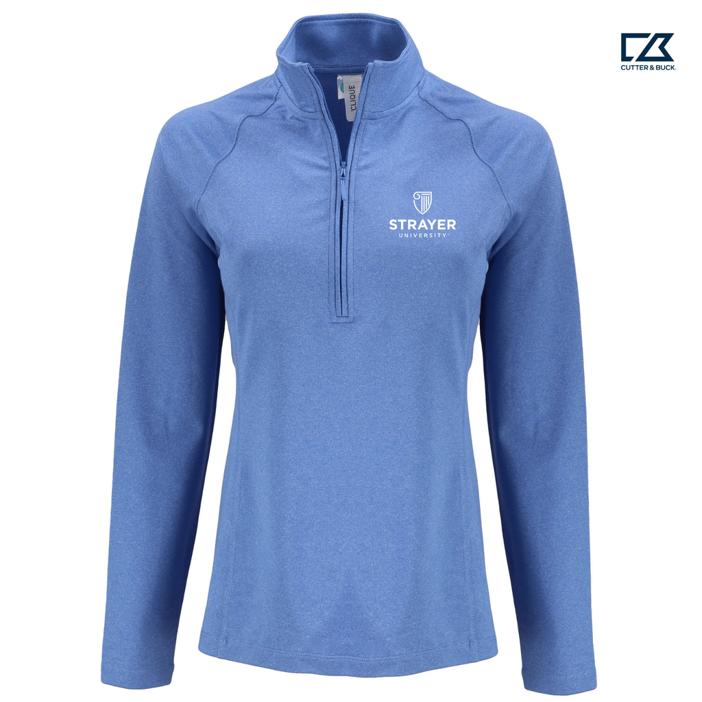 STRAYER Clique Dash Recycled Women's Quarter Zip Sweatshirt - Royal Blue Heather