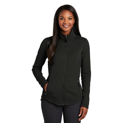 NEW STRAYER Port Authority ® LADIES Collective Smooth Fleece Jacket-Deep Black