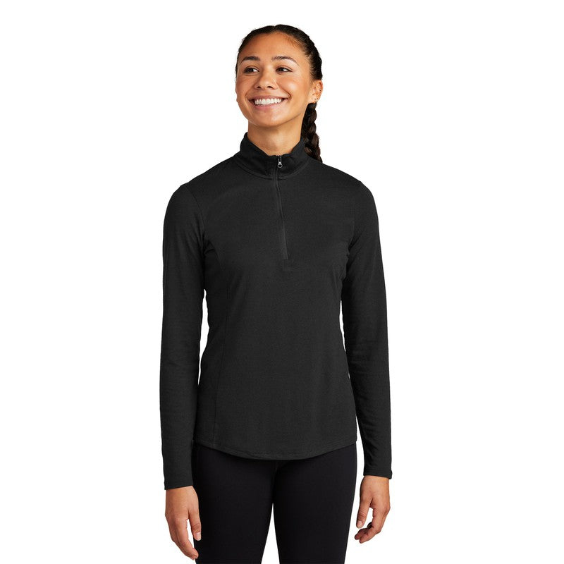 STRAYER Sport-Tek ® Ladies PosiCharge ® Tri-Blend Wicking 1/4-Zip Pullover - Black Triad Solid