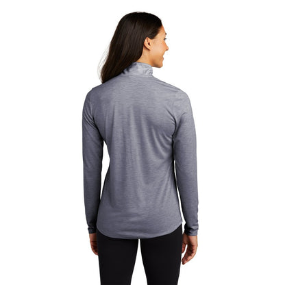 NEW STRAYER Sport-Tek ® Ladies PosiCharge ® Tri-Blend Wicking 1/4-Zip Pullover - True Navy Heather