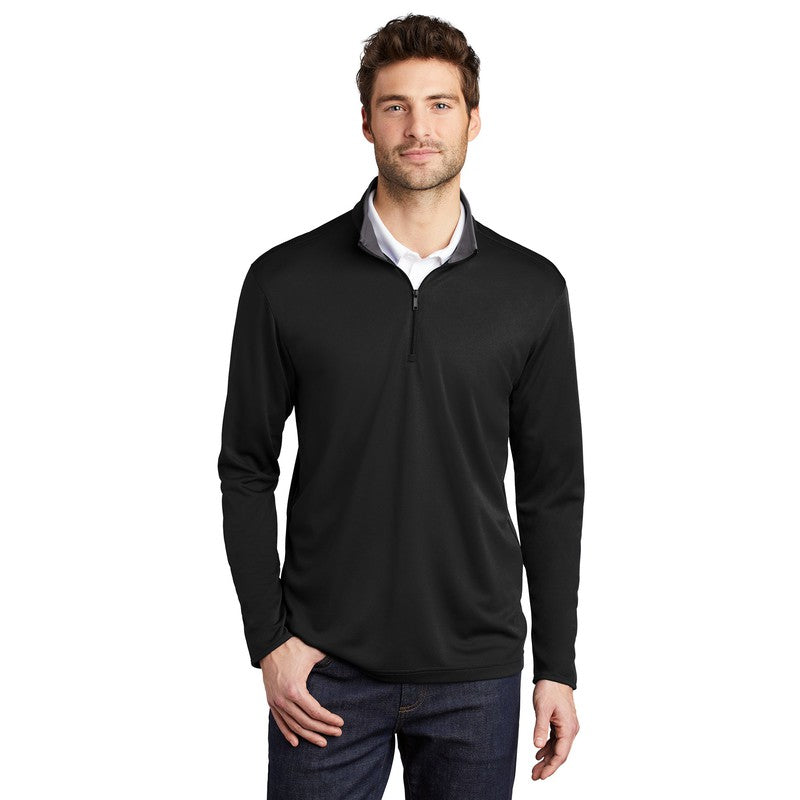 STRAYER Port Authority ® Silk Touch ™ Performance 1/4-Zip Black/ Steel Grey