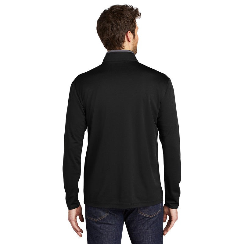 STRAYER Port Authority ® Silk Touch ™ Performance 1/4-Zip Black/ Steel Grey