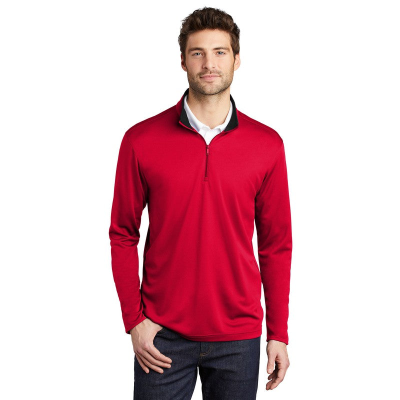 NEW STRAYER Port Authority ® Silk Touch ™ Performance 1/4-Zip Red/ Black