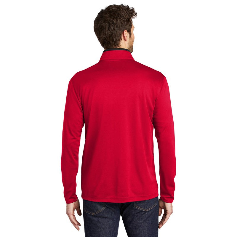 NEW STRAYER Port Authority ® Silk Touch ™ Performance 1/4-Zip Red/ Black