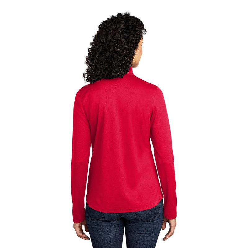 NEW STRAYER Port Authority Ladies Silk Touch ™ Performance 1/4-Zip - RED/BLACK