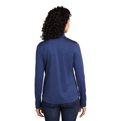 NEW STRAYER Port Authority Ladies Silk Touch ™ Performance 1/4-Zip -Royal/ Steel Grey