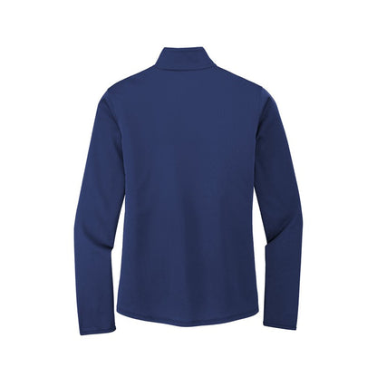 NEW STRAYER Port Authority Ladies Silk Touch ™ Performance 1/4-Zip -Royal/ Steel Grey