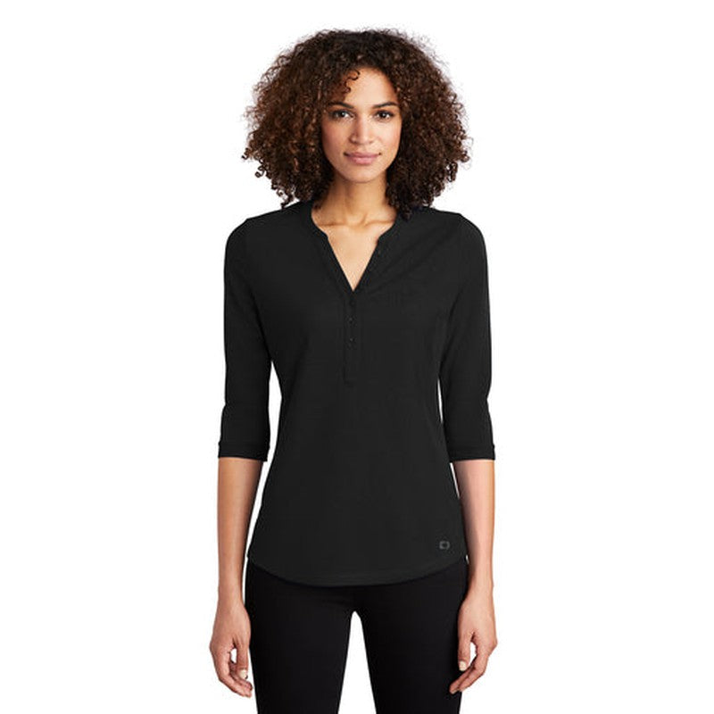 STRAYER HONORS - OGIO ® Ladies Jewel Henley - Blacktop