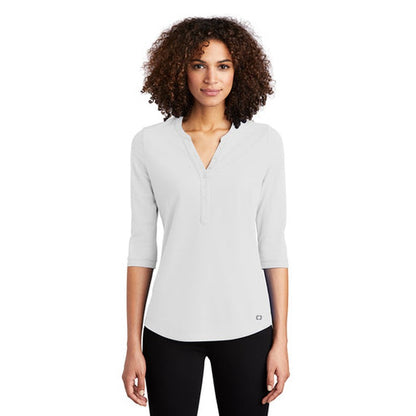 NEW STRAYER HONORS - OGIO ® Ladies Jewel Henley - Bright White