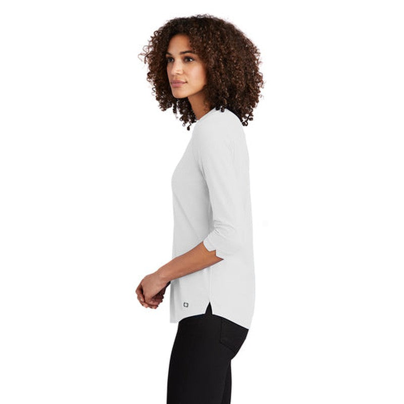 STRAYER HONORS - OGIO ® Ladies Jewel Henley - Bright White