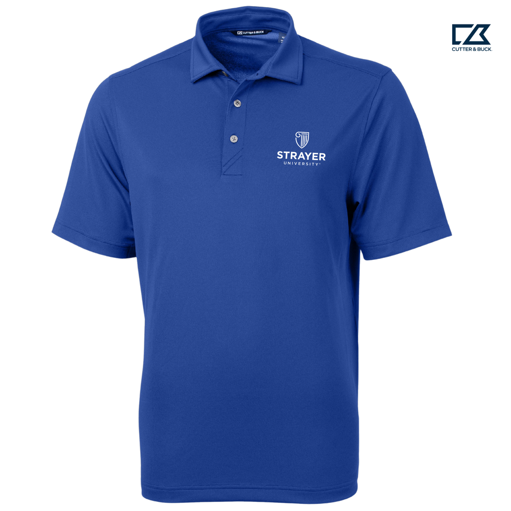 STRAYER Cutter & Buck Virtue Recycled Featherlight Pique Mens Polo - Tour Blue