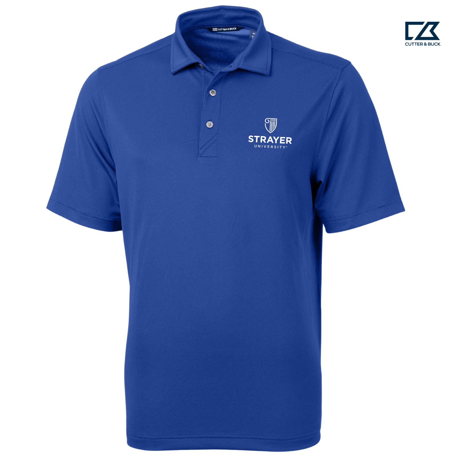 STRAYER Cutter & Buck Virtue Recycled Featherlight Pique Mens Polo - Tour Blue