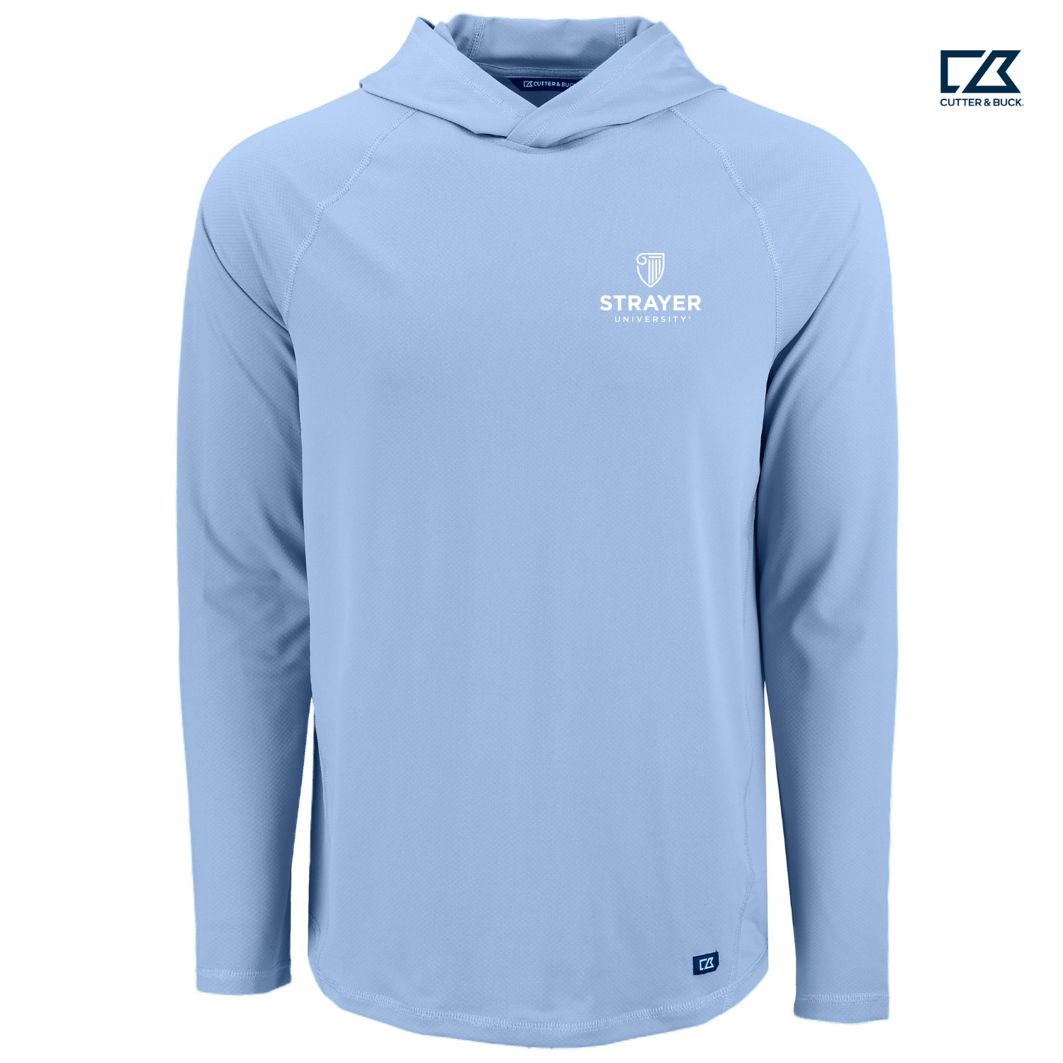 STRAYER Cutter & Buck Prospect Recycled Featherlight Stretch Mens Hooded Pullover - Atlas Blue