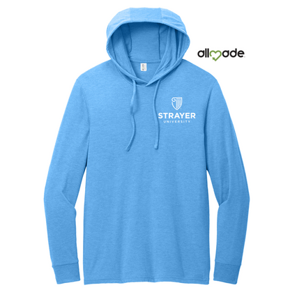 NEW STRAYER Allmade® Unisex Tri-Blend Hoodie Tee - Azure Blue