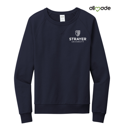 NEW STRAYER Allmade® Unisex Organic French Terry Crewneck Sweatshirt - Navy