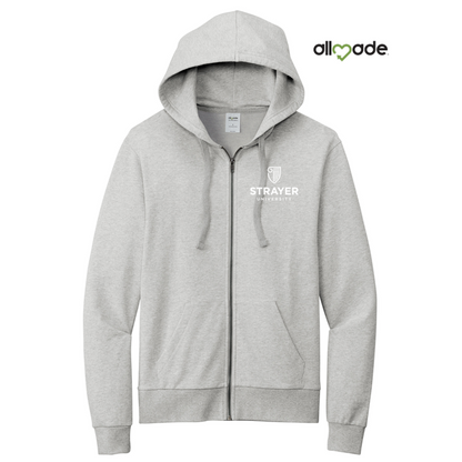 NEW STRAYER Allmade® Unisex Organic French Terry Full-Zip Hoodie - Granite Grey Heather