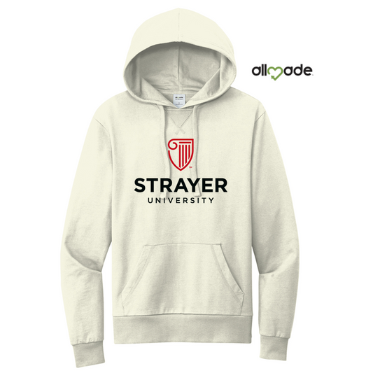 NEW STRAYER Allmade® Unisex Organic French Terry Pullover Hoodie - White Sand