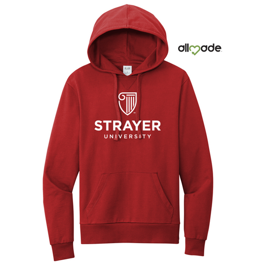 NEW STRAYER Allmade® Unisex Organic French Terry Pullover Hoodie - Red