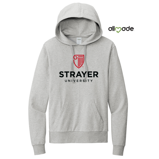 NEW STRAYER Allmade® Unisex Organic French Terry Pullover Hoodie - Granite Grey Heather