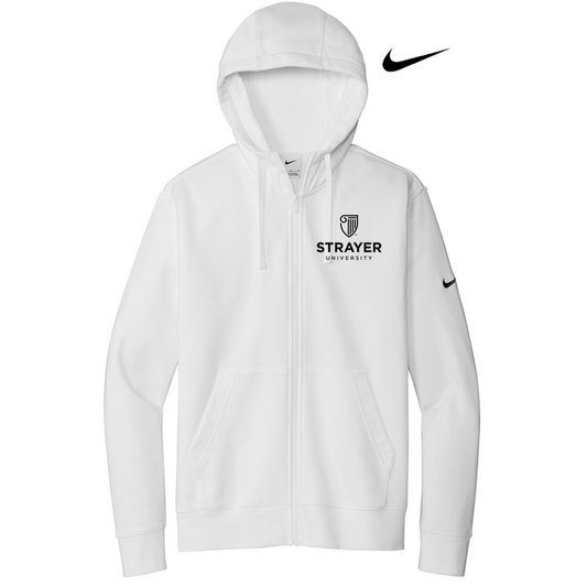 NEW STRAYER Nike Club Fleece Sleeve Swoosh Full-Zip Hoodie - WHITE