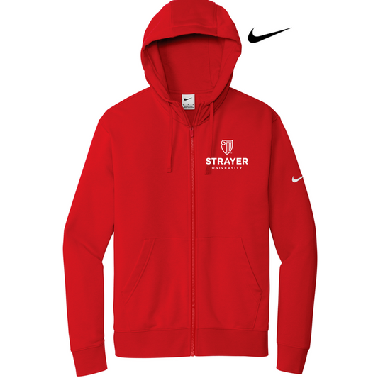 NEW STRAYER Nike Club Fleece Sleeve Swoosh Full-Zip Hoodie - University Red