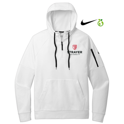 NEW STRAYER Nike Therma-FIT Pocket 1/4-Zip Fleece Hoodie - WHITE