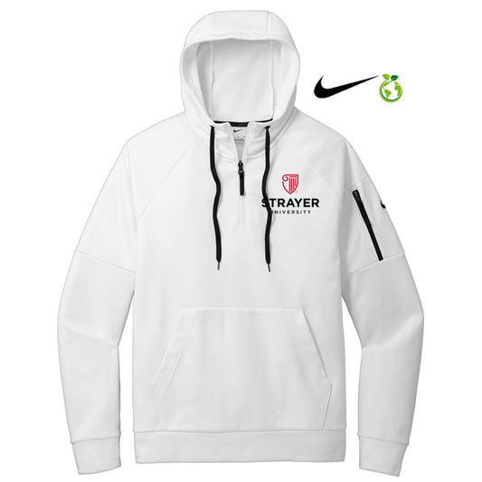 NEW STRAYER Nike Therma-FIT Pocket 1/4-Zip Fleece Hoodie - WHITE