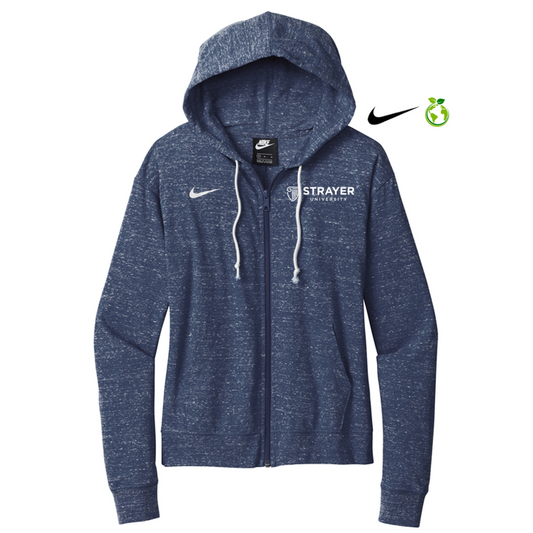 NEW STRAYER Nike Ladies Gym Vintage Full-Zip Hoodie - Team Navy