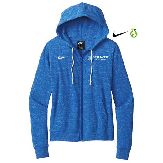 NEW STRAYER Nike Ladies Gym Vintage Full-Zip Hoodie - Team Royal