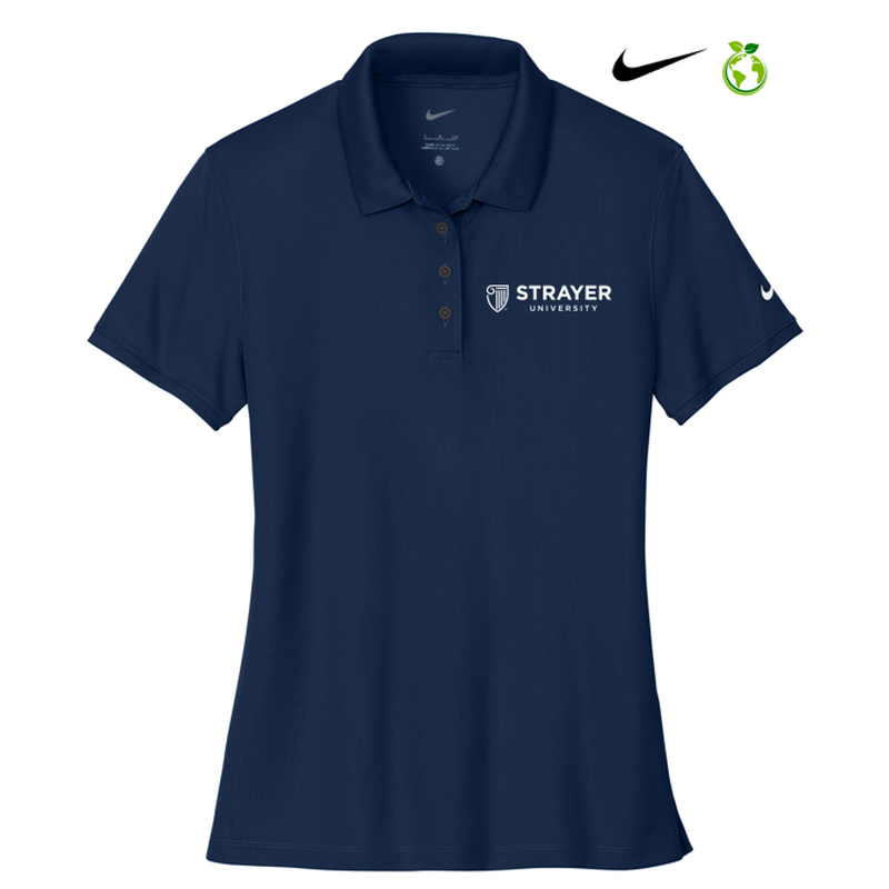 NEW STRAYER Nike Ladies Victory Solid Polo - College Navy