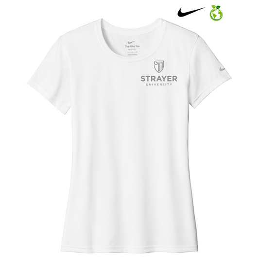 NEW STRAYER Nike Ladies Swoosh Sleeve rLegend Tee - White