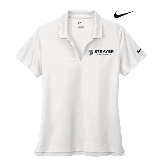 NEW STRAYER Nike Ladies Dri-FIT Micro Pique 2.0 Polo - WHITE