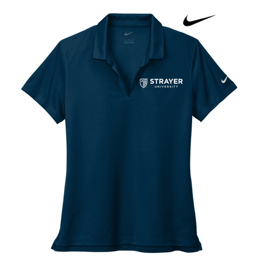 NEW STRAYER Nike Ladies Dri-FIT Micro Pique 2.0 Polo - Navy