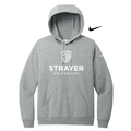 STRAYER Nike Ladies Club Fleece Sleeve Swoosh Pullover Hoodie - Dark Grey Heather