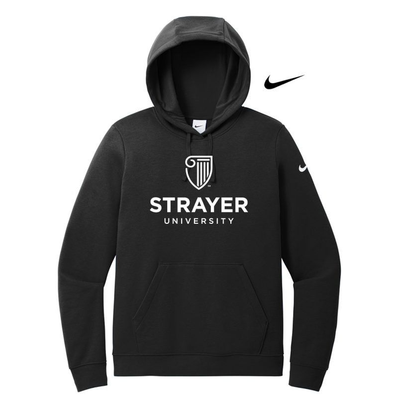 STRAYER Nike Ladies Club Fleece Sleeve Swoosh Pullover Hoodie - BLACK